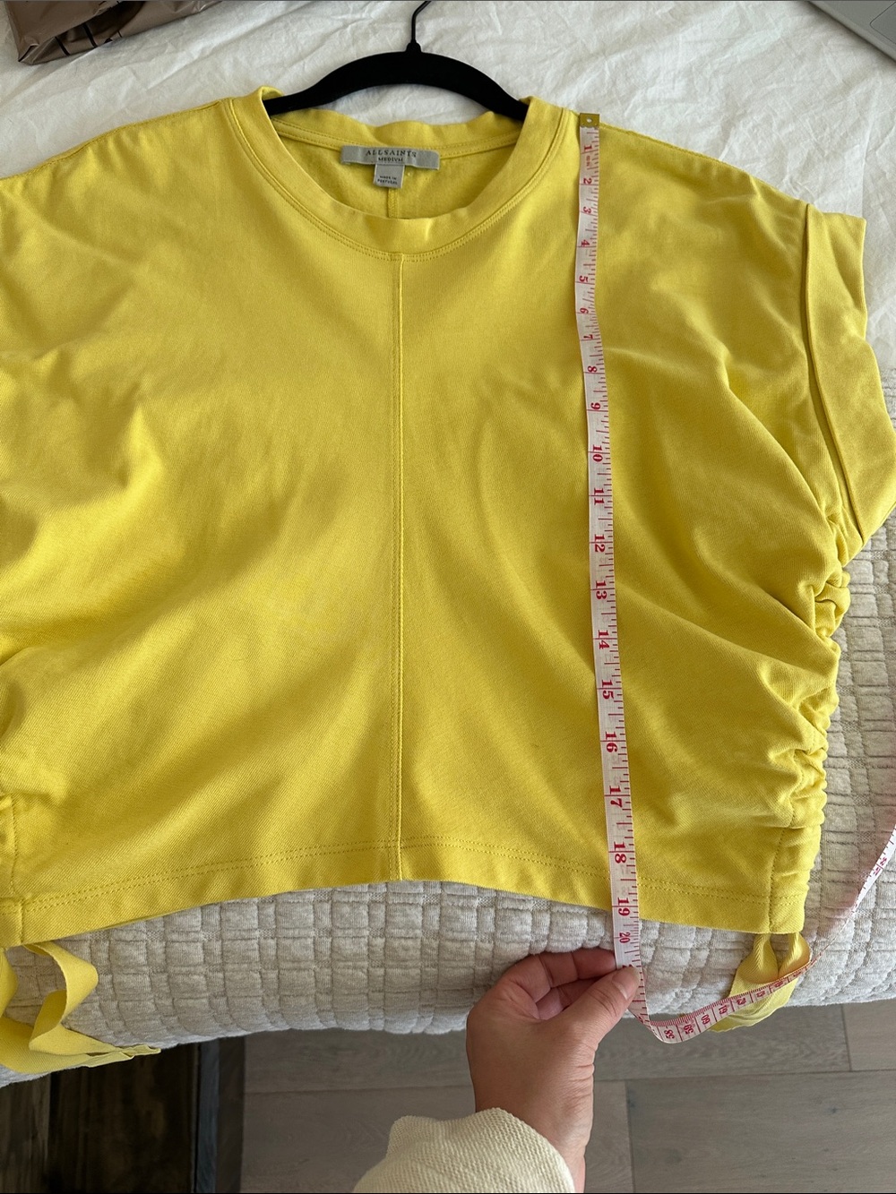 All Saints Lemon Drawstring Ruched Crop Top - Picture 10 of 10